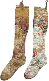 TWO CLOTH CHRISTMAS STOCKINGS