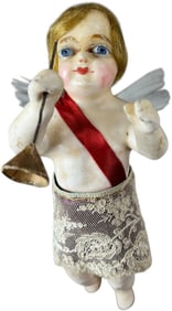 LARGE WAX ANGEL W/ GLASS EYES