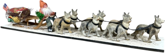 DOG SLED SANTA W/ SLED & TOYS