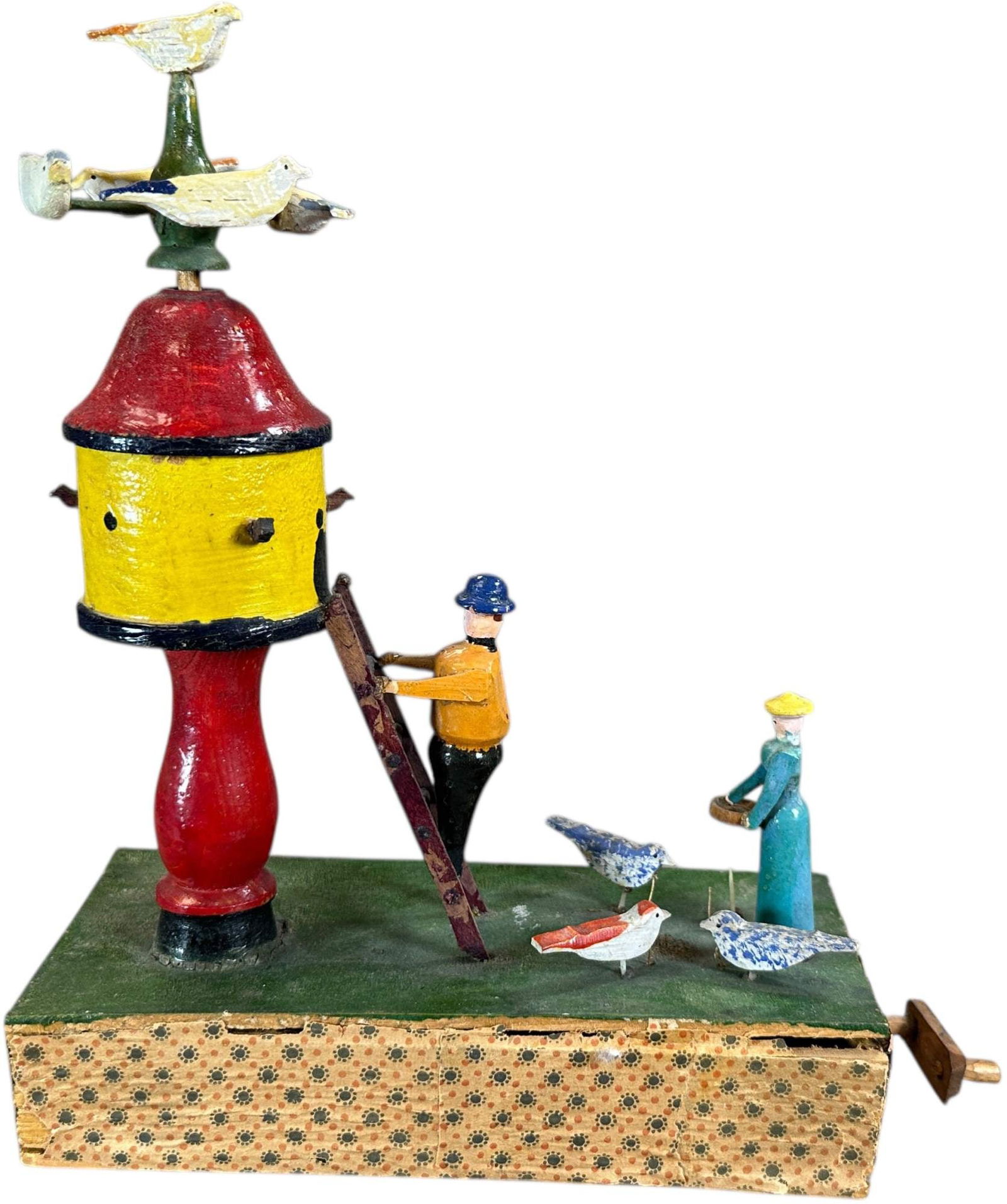 WOMAN FEEDING CHICKENS MECHANICAL TOY (1 of 10)