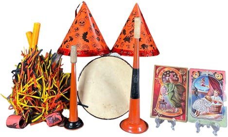 HALLOWEEN PARTY HATS/HORNS/TAMBOURINE