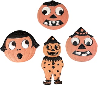 FOUR SMALL GERMAN HALLOWEEN DIE-CUTS