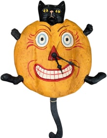 WHIMSY PUMPKIN BLACK CAT CLOCK