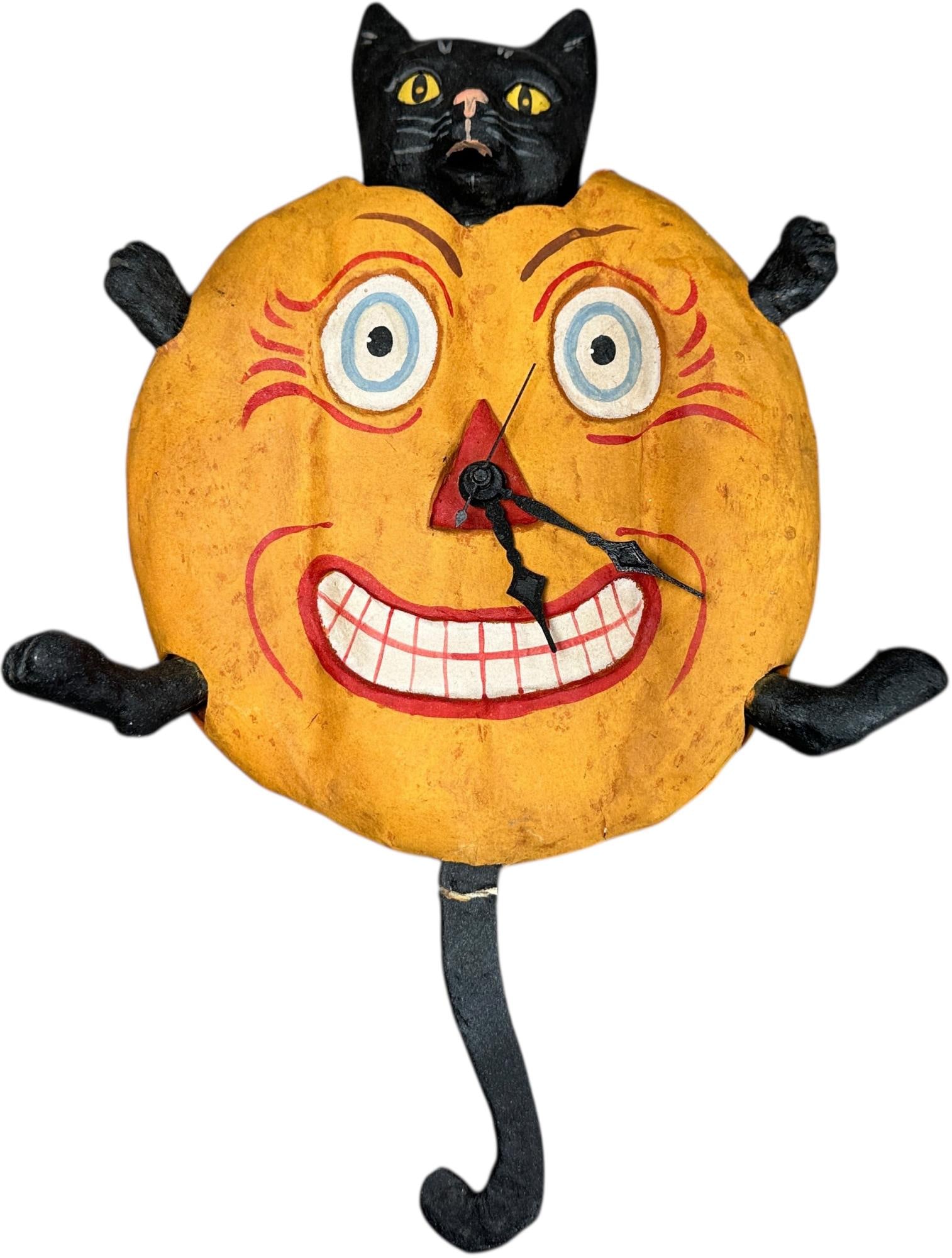 WHIMSY PUMPKIN BLACK CAT CLOCK - 2