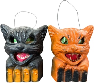 TWO CAT ON A FENCE PULP LANTERNS