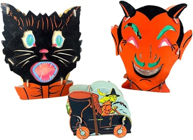 THREE HEAVY CARDBOARD HALLOWEEN PIECES