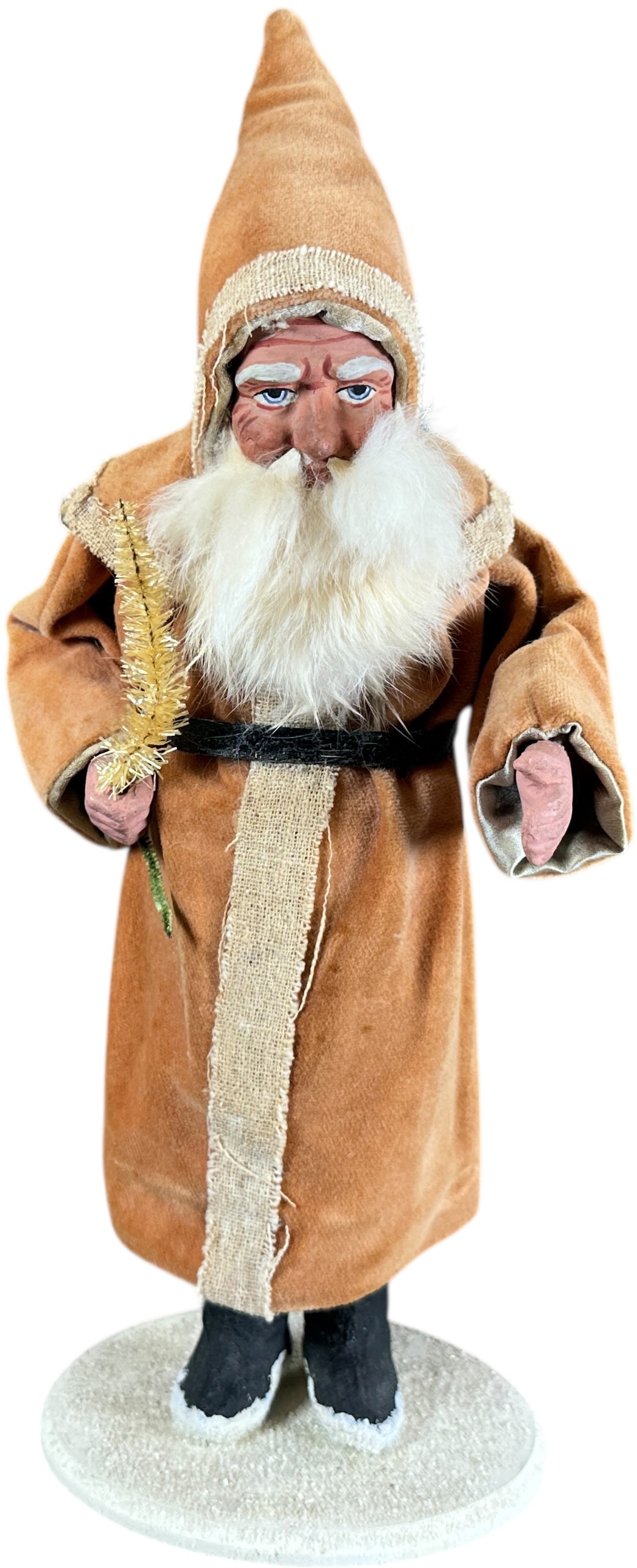 SWIVEL ARMS RED ROBE SANTA: 1262. SWIVEL ARMS RED ROBE SANTA | Nice looking Santa. | 14" h. | Contemporary assembled with old clothing, (Excellent Condition) | $400 - $700