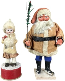HEUBACH GIRL & SANTA CLAUS CANDY CONTAINERS