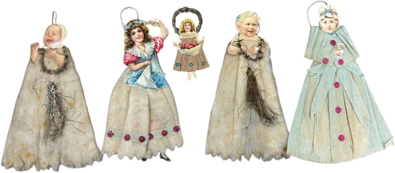 FLAT BABY & ANGEL COTTON ORNAMENTS: 1277. FLAT BABY & ANGEL COTTON ORNAMENTS | 7.5" h. | (Excellent to Pristine Condition) | $400 - $700
