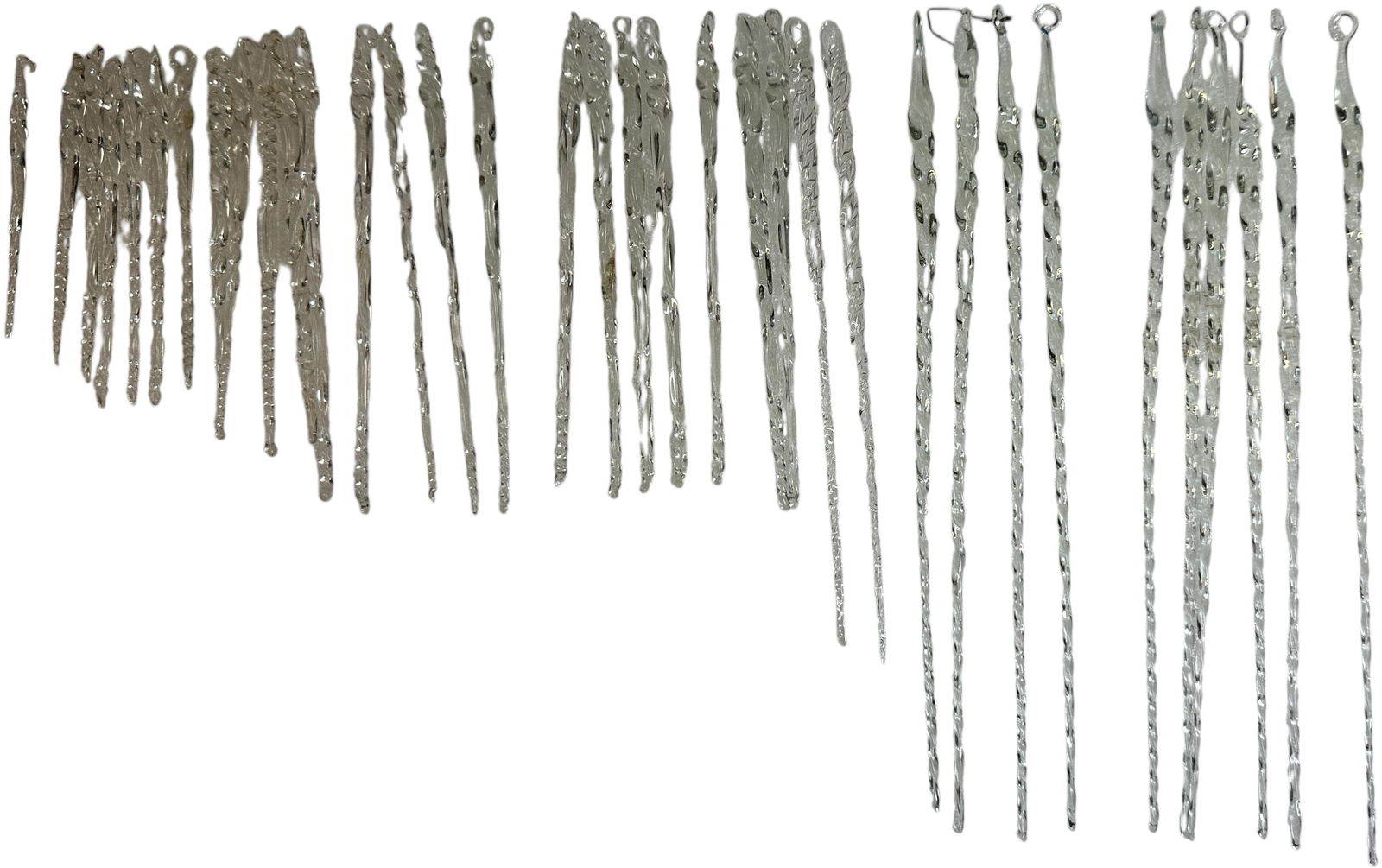 THIRTY-THREE GLASS ICICLE ORNAMENTS: 1281. THIRTY-THREE GLASS ICICLE ORNAMENTS | 9.5" h. | (Excellent Condition) | $250 - $500