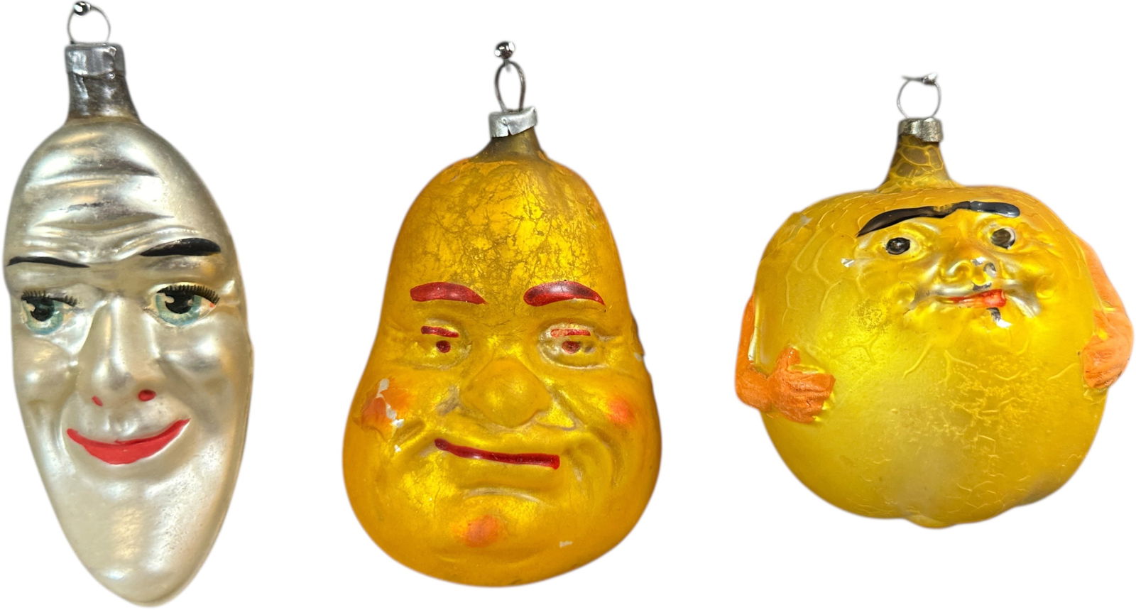 GLASS FACE GLASS ORNAMENTS: 1282. GLASS FACE GLASS ORNAMENTS | 4" h. | (Excellent to Pristine Condition) | $400 - $700