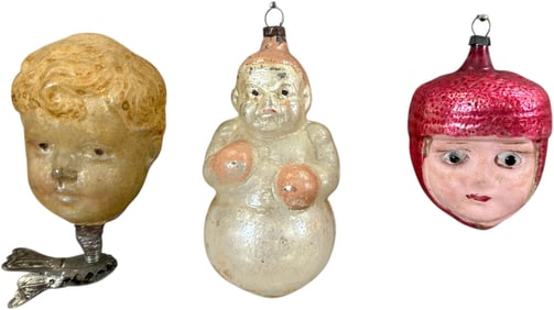 THREE GERMAN GLASS ORNAMENTS