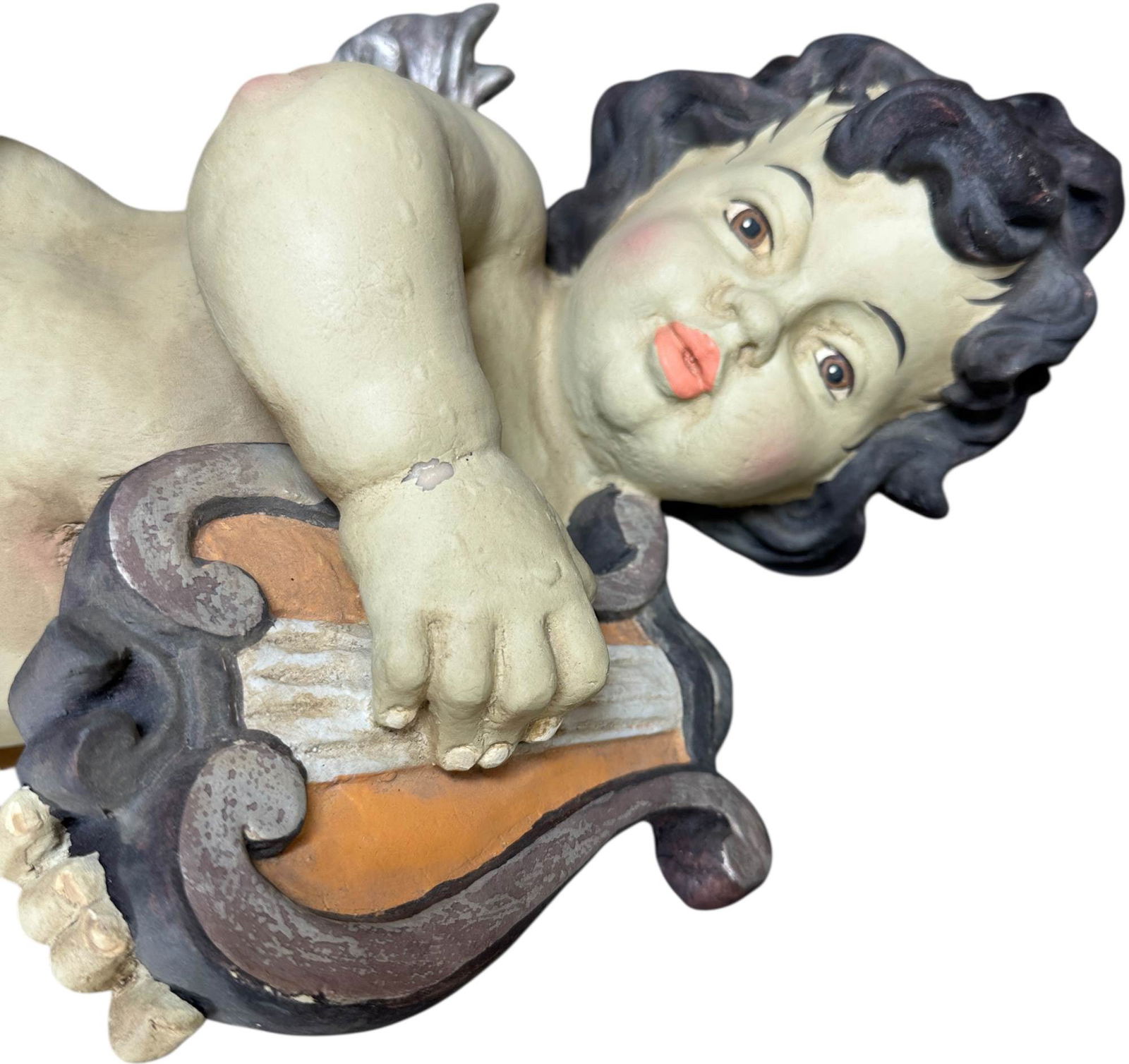 PLASTER CHERUB PLAYING LYRE - 2