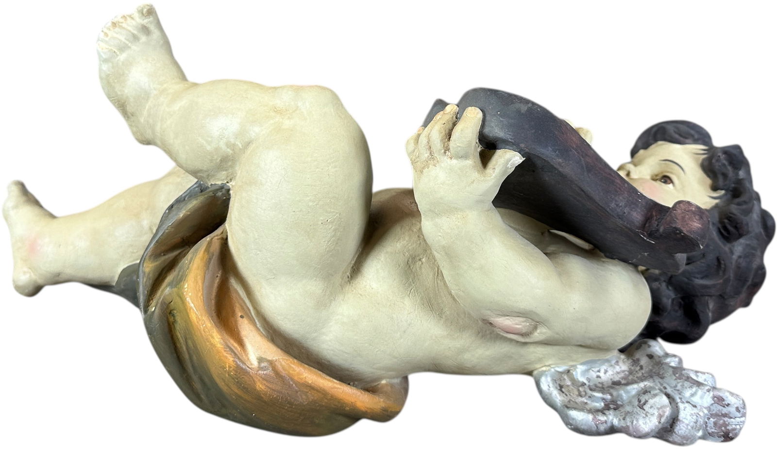 PLASTER CHERUB PLAYING LYRE - 4