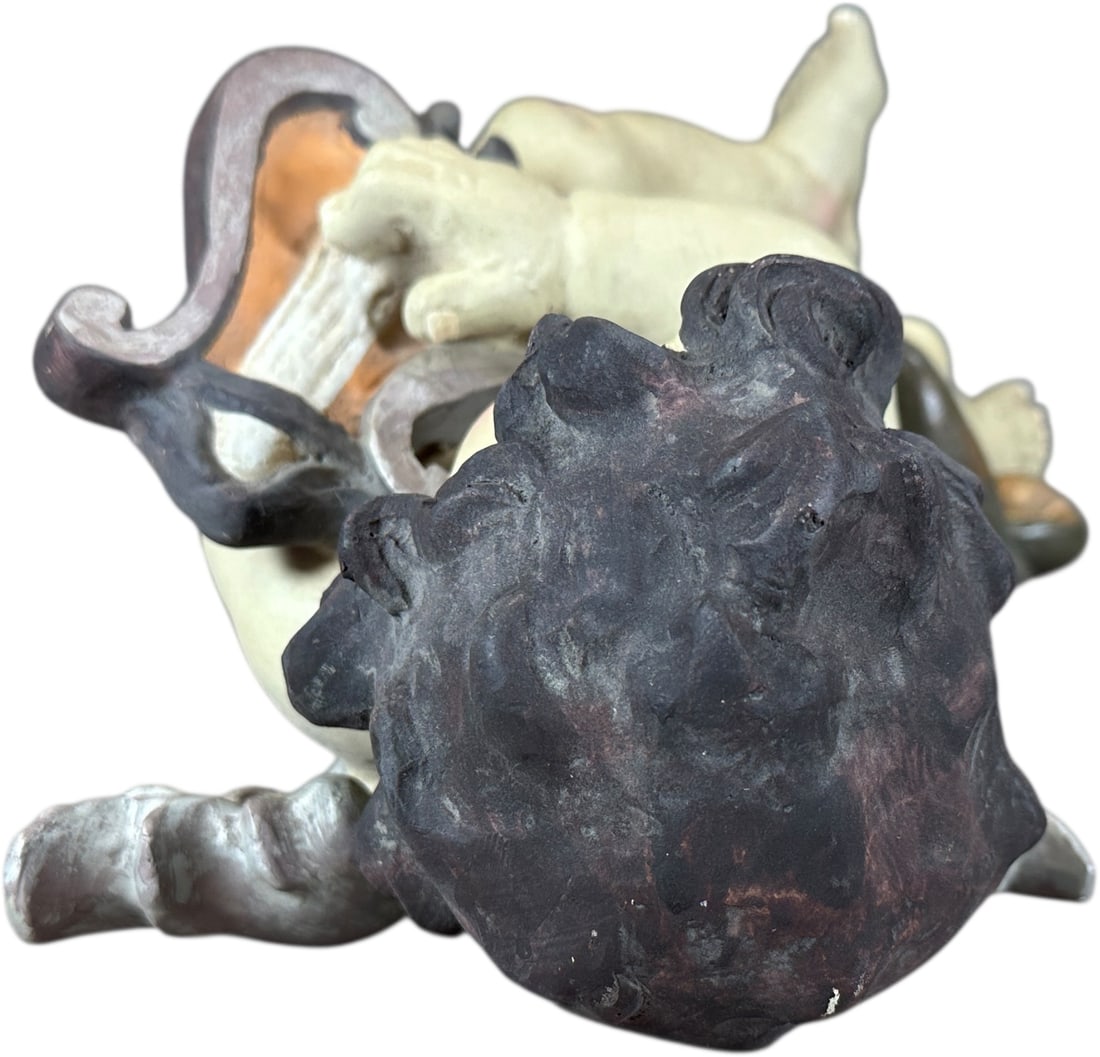PLASTER CHERUB PLAYING LYRE - 5