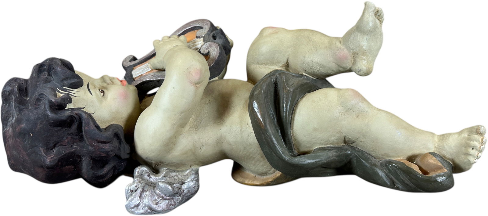 PLASTER CHERUB PLAYING LYRE - 6