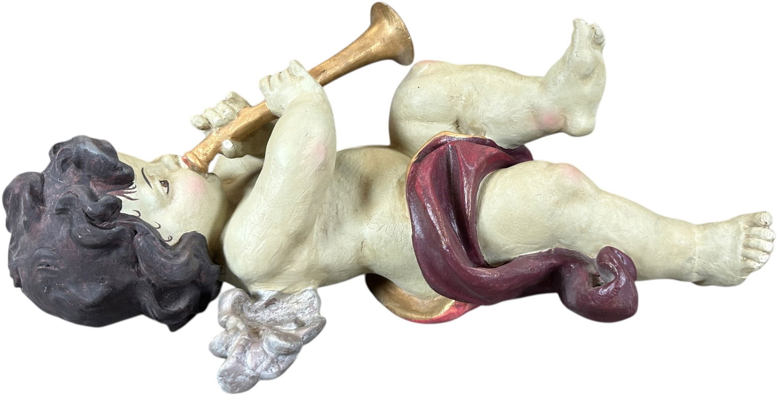 PLASTER CHERUB PLAYING TRUMPET - 6