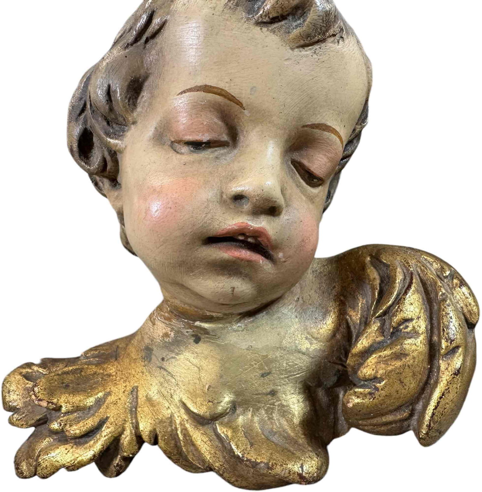 TWO WOODEN ORNAMENTAL CHERUBS - 2
