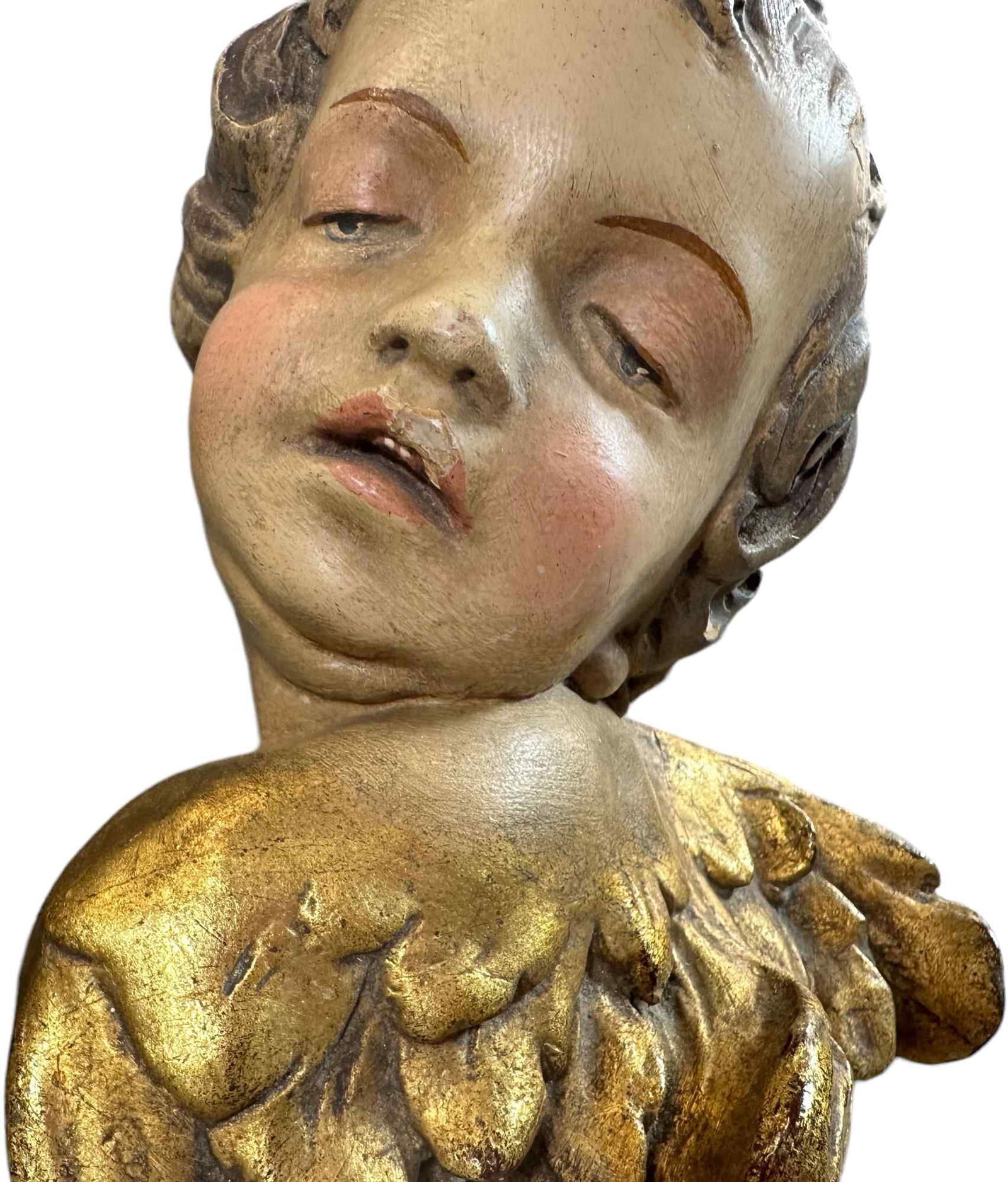 TWO WOODEN ORNAMENTAL CHERUBS - 3