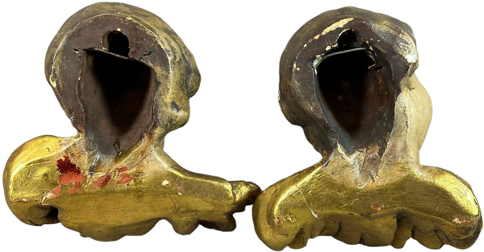 TWO WOODEN ORNAMENTAL CHERUBS - 4