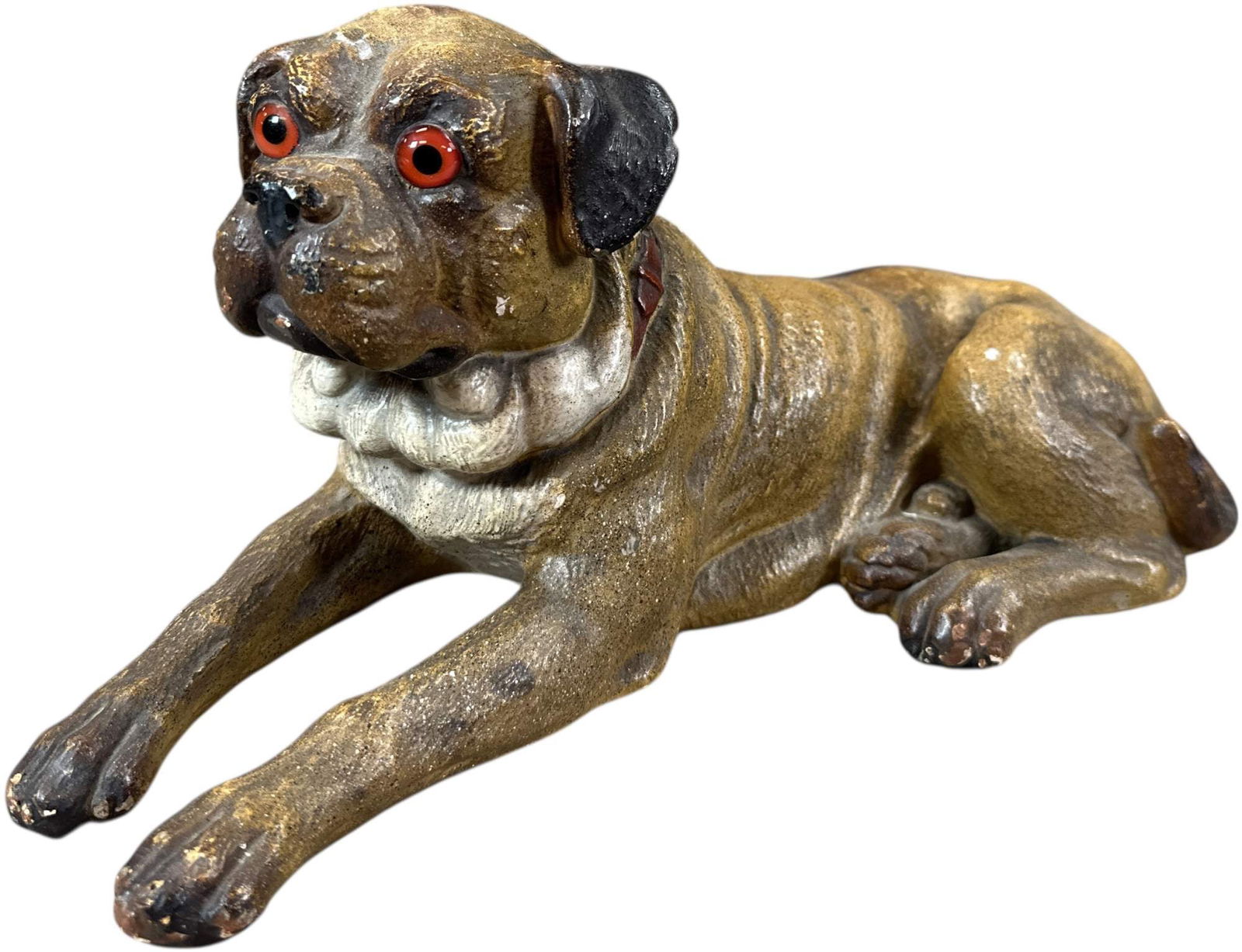 CHALKWARE LAYING BOXER DOG FIGURE - 2