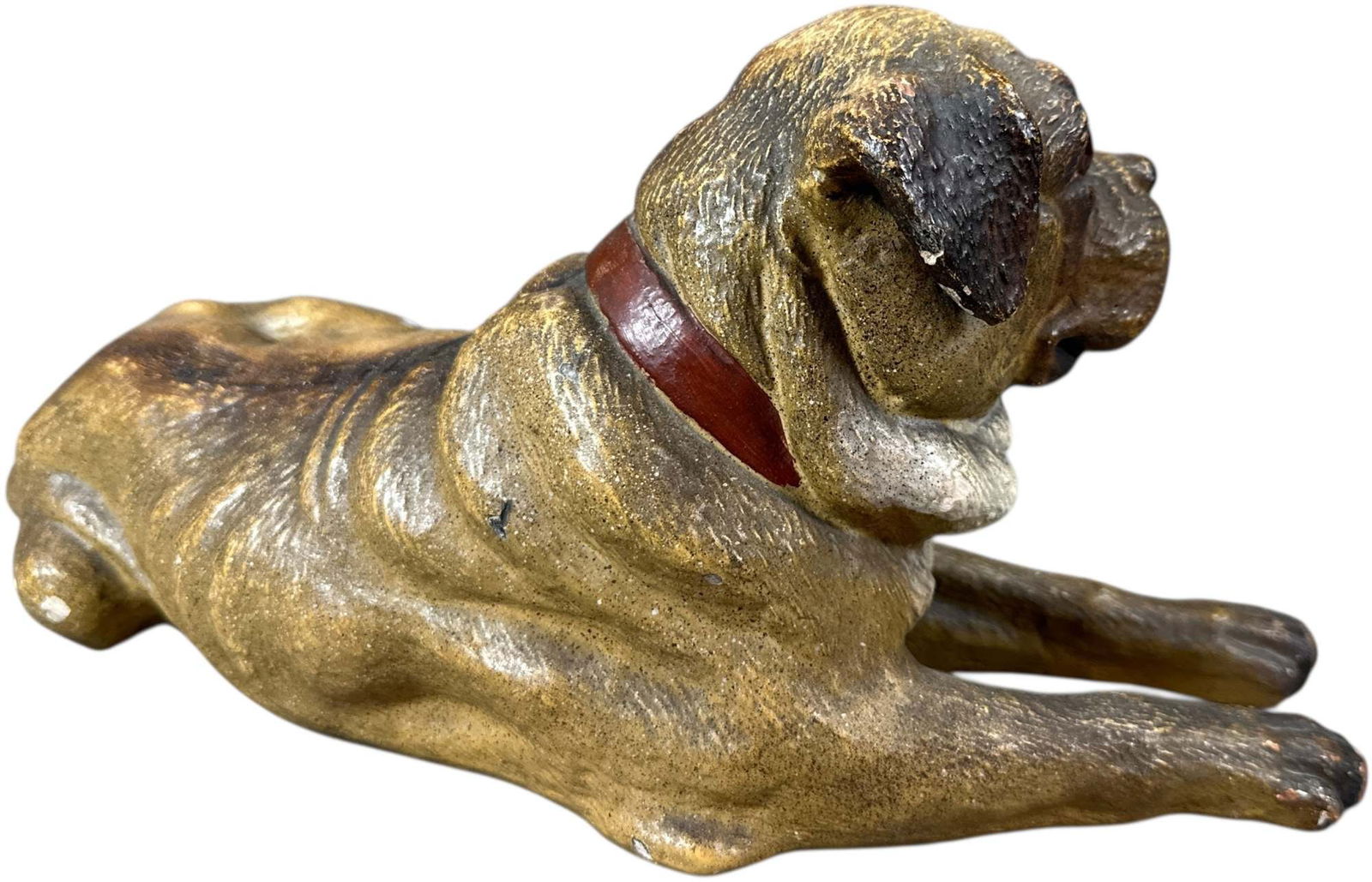 CHALKWARE LAYING BOXER DOG FIGURE - 5