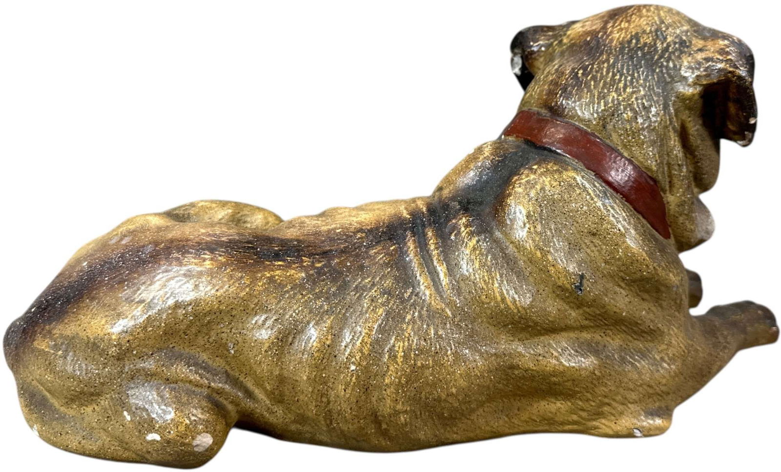 CHALKWARE LAYING BOXER DOG FIGURE - 6