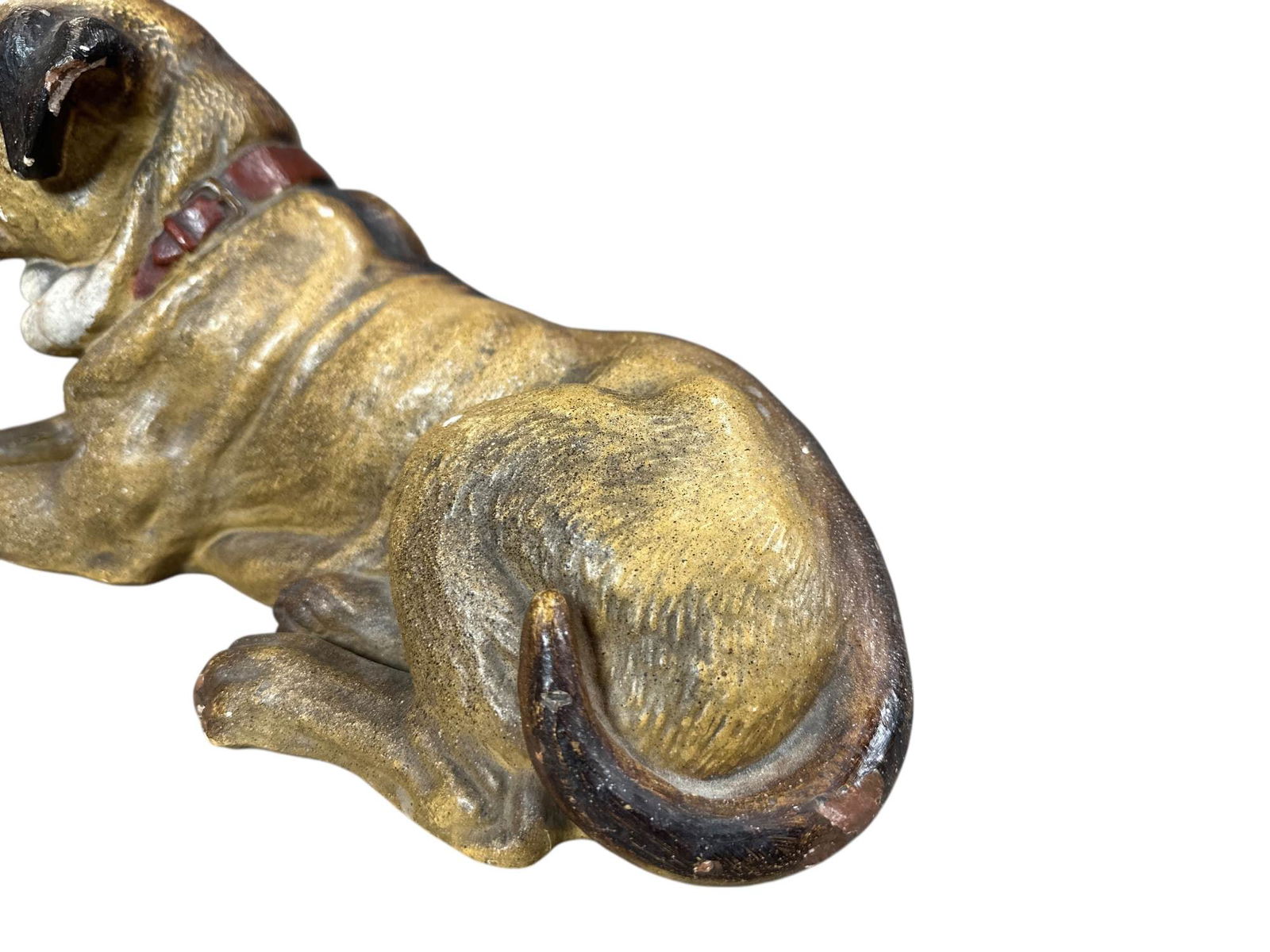 CHALKWARE LAYING BOXER DOG FIGURE - 8