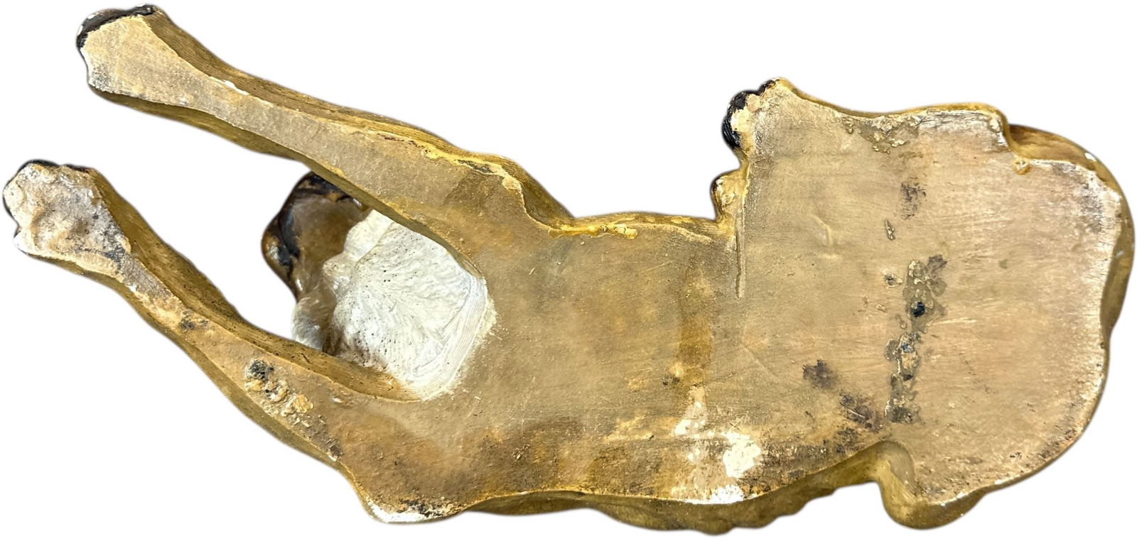 CHALKWARE LAYING BOXER DOG FIGURE - 9