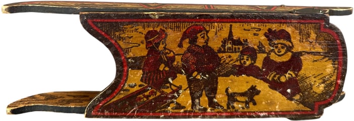 SMALL WOODEN SLED CANDY CONTAINER