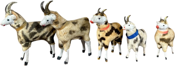 FIVE GERMAN GOATS W/METAL HORNS