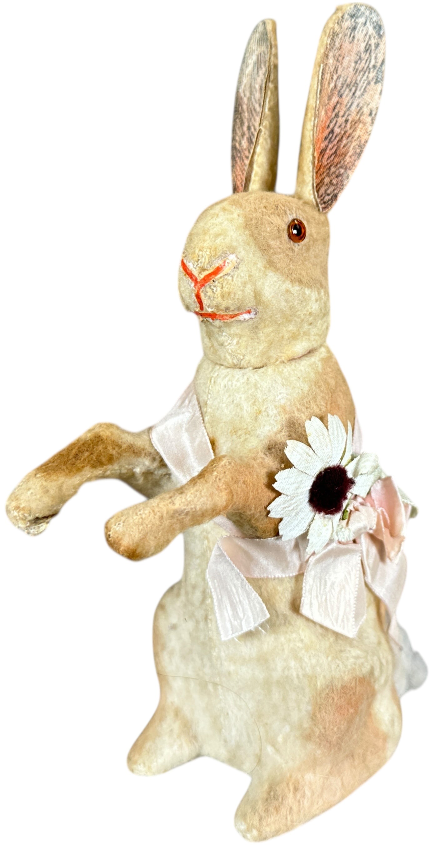 COTTON COVERED RABBIT CANDY CONTAINER: 1328. COTTON COVERED RABBIT CANDY CONTAINER | 8" h. | (Excellent Condition) | $400 - $700