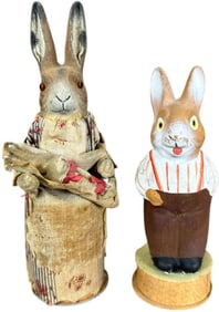 TWO RABBIT CHARACTER CANDY CONTAINERS