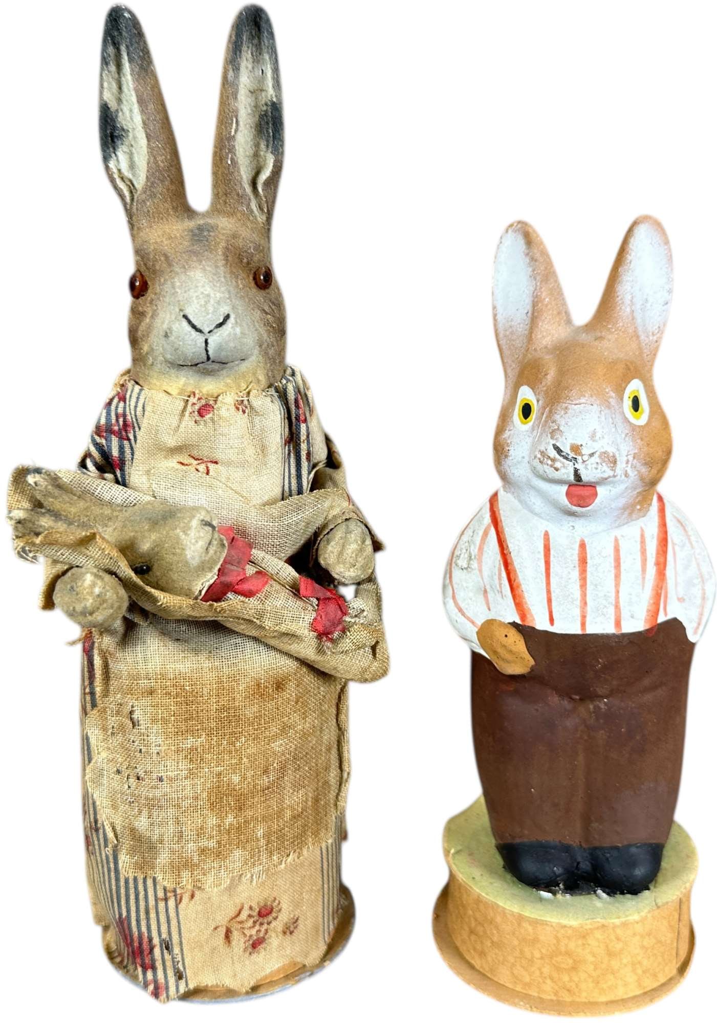 TWO RABBIT CHARACTER CANDY CONTAINERS: 1329. TWO RABBIT CHARACTER CANDY CONTAINERS | 7" h. | Overall (Excellent Condition) | $400 - $700