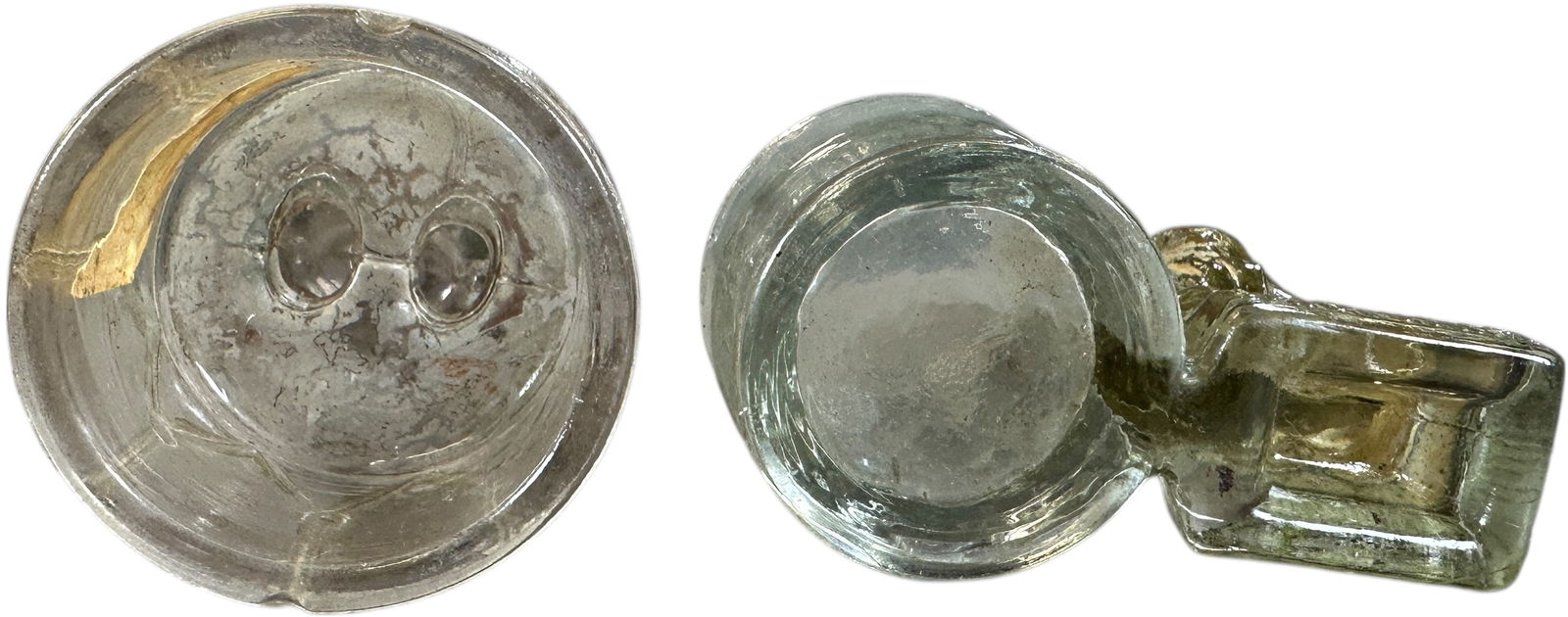 SAFETY FIRST & BOY ON DRUM GLASS CANDY CONTAINERS - 5