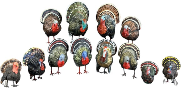 TWELVE SMALL GERMAN COMPOSITION TURKEYS