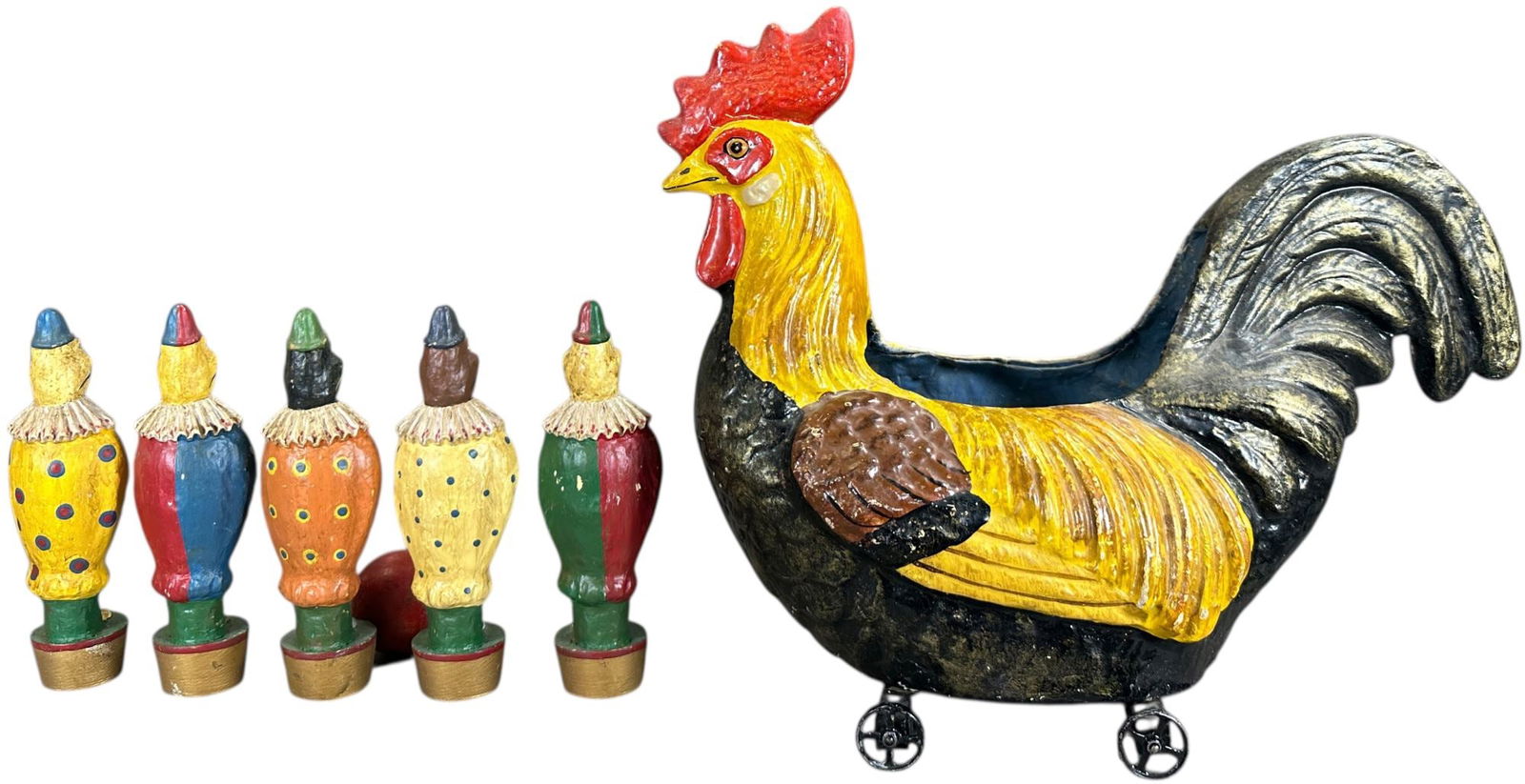 SMALL GERMAN ROOSTER SKITTLE PIN SET - 5