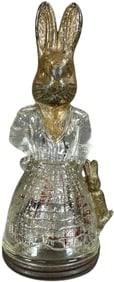 RABBIT WEARING APRON GLASS CANDY CONTAINER