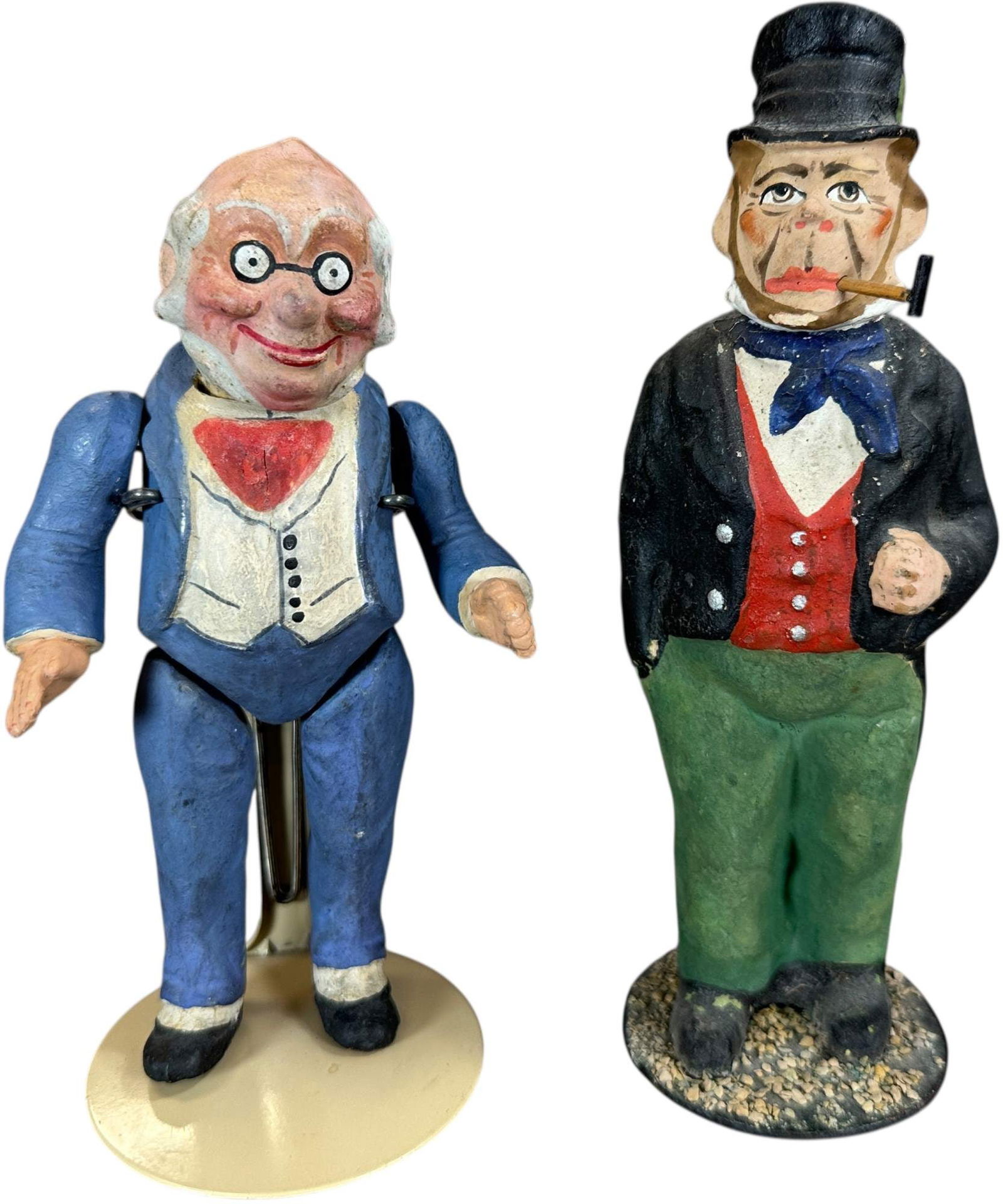 GERMAN COMPO IRISHMAN & FOXY GRANDPA FIGURES: 1376. GERMAN COMPO IRISHMAN & FOXY GRANDPA FIGURES | 7.5" h. | Paint enhancement to Foxy Grandpa, otherwise (Excellent Condition) | $300 - $600