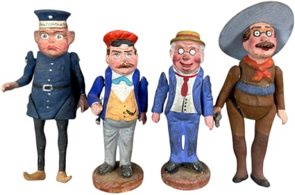 FOUR GERMAN COMPO FIGURES W/ MOVING ARM