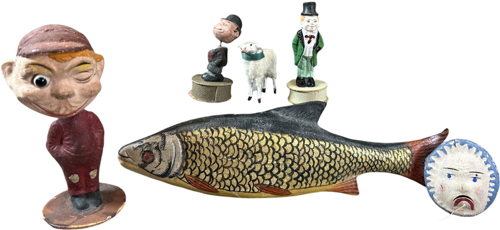 SIX VARIOUS COMPOSITION PIECES: 1390. SIX VARIOUS COMPOSITION PIECES | Three Candy containers. Provenance: Beth Karp Collection. | 11"l. | (Excellent Condition) | $400 - $800