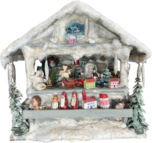 TOY CHRISTMAS MARKET STALL DISPLAY SCENE