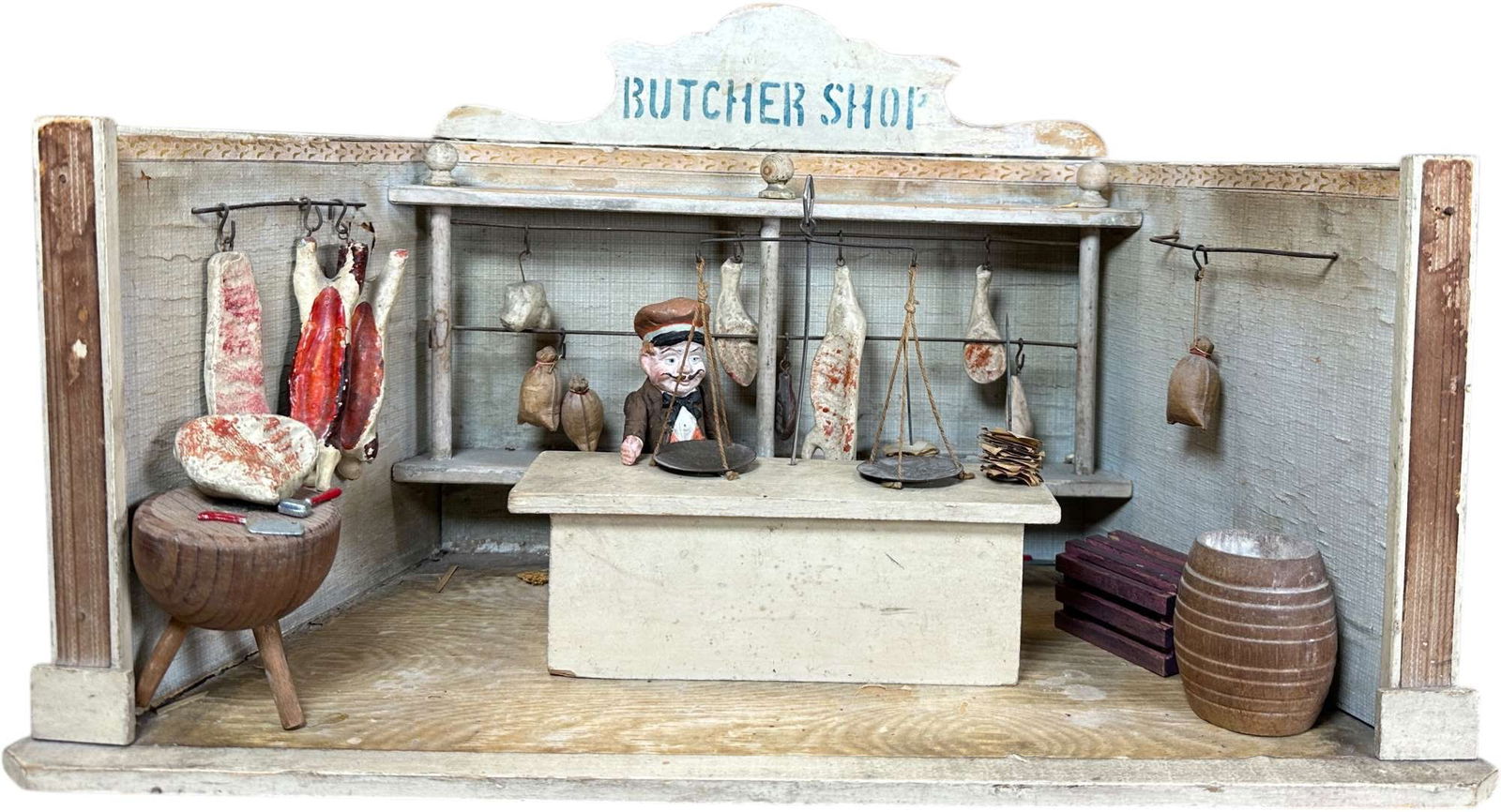 EARLY GERMAN BUTCHER SHOP: 1412. EARLY GERMAN BUTCHER SHOP | Provenance: David Bausch Collection. | 17.5" l. x 11" h. | (Very Good to Excellent Condition) | $800 - $1,200