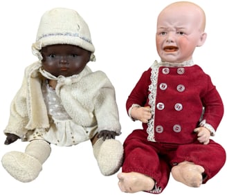TWO GERMAN BISQUE BABY DOLLS