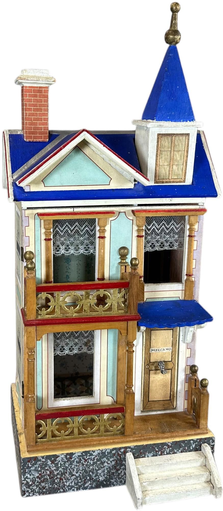 GOTTSCHALK BLUE ROOF HOUSE W/ ELEVATOR: 1437. GOTTSCHALK BLUE ROOF HOUSE W/ ELEVATOR | Germany, desirable blue roof example, made for French market. | 23" h. | In all original (Excellent to Pristine Condition) | $1,000 - $1,800
