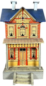 LARGE TWO STORY BLUE ROOF DOLLHOUSE