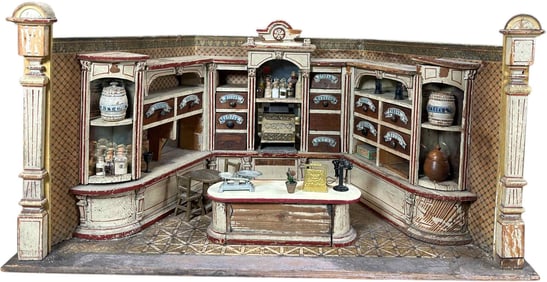 EARLY GERMAN WOODEN SPICE SHOP