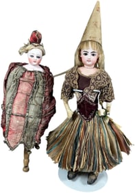 TWO FRENCH BISQUE HEAD NOVELTY DOLLS