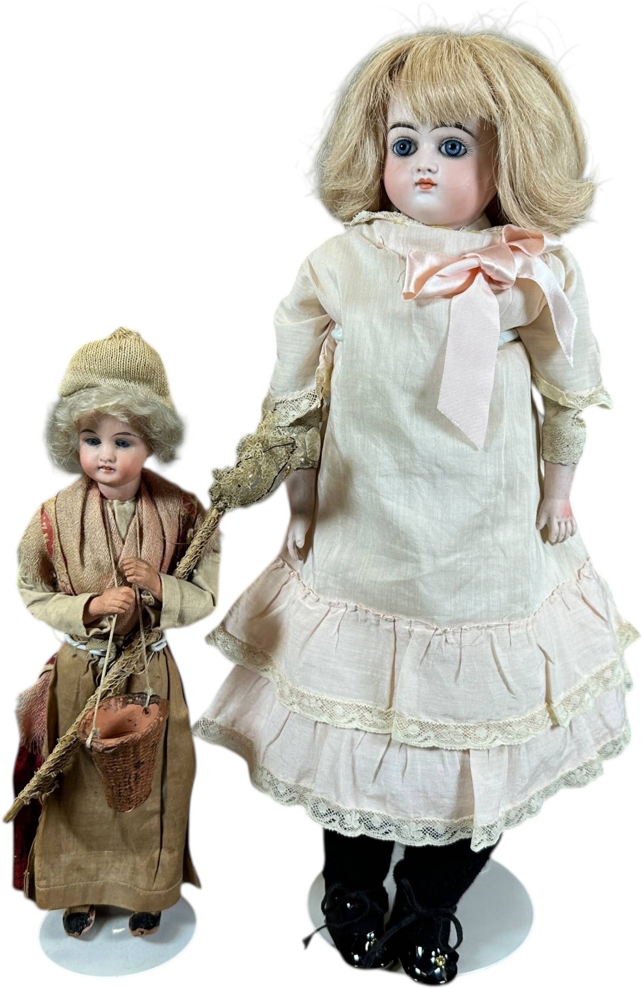 TWO MISCELLANEOUS GERMAN BISQUE HEAD DOLL (1 of 9)