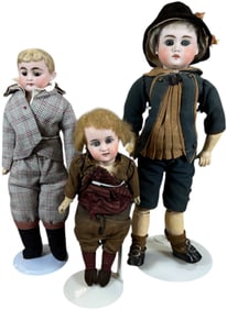 THREE GERMAN BISQUE HEAD BOY DOLLS